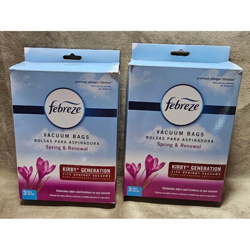 Febreze Vacuum Bags for Kirby Generation Spring & Renewal 2 Pack 6 Bags Total